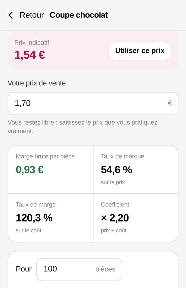 Marge, taux de marque et simulation pour une quantité donnée